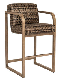Woodard Reunion Bar Stool with Arms, Bar Stools, Wicker, Rectangular, Frame, Outdoor
