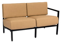 Woodard Salona LAF/RAF Sectional Love Seat, Aged Teak, Beach Bum Creamsicle (Grade A), Grade A Fabric, Garden Chairs, Loveseat, Salona, Aluminum, Loveseats, Rectangular, Outdoor