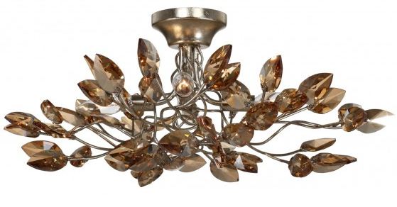 ZEEV Lighting Misthaven Semi Flush, Silver Leaf with and Antique Gold Paint and Champagne, Pendant Lighting, Indoor