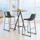 Zuo Modern Smart Barstool in Black/Charcoal/Vintage Espresso, Black, Bar Stools, Faux Leather, Plywood, Polyurethane, Steel, Square, Cross Legs, Indoor