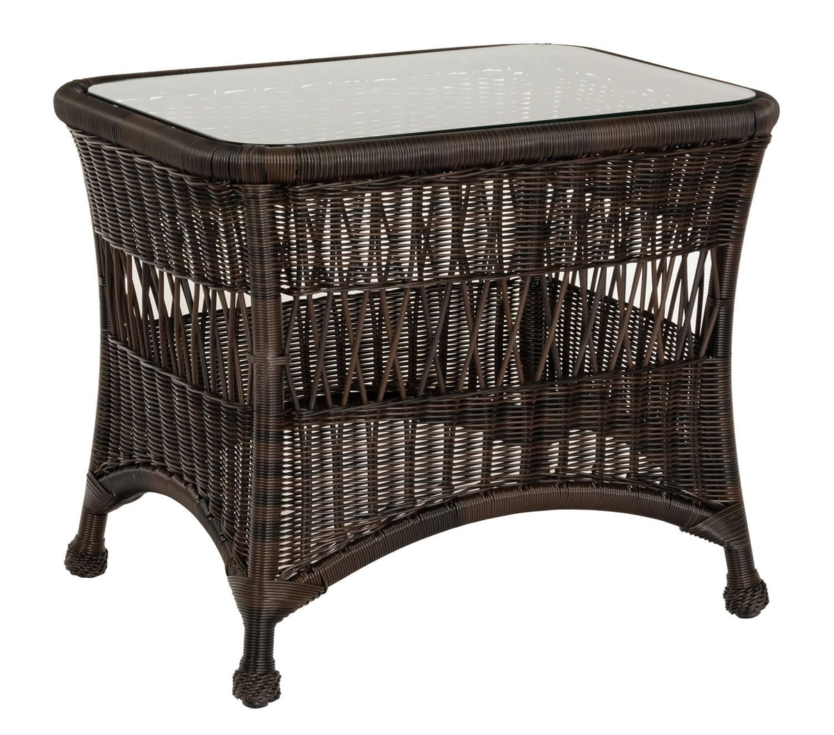Woodard Sommerwind Side Table with Glass Top, Chocolate, Sommerwind, Wicker, Side TablesOutdoor