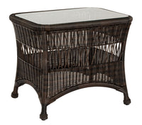 Woodard Sommerwind Side Table with Glass Top, Chocolate, Sommerwind, Wicker, Side TablesOutdoor