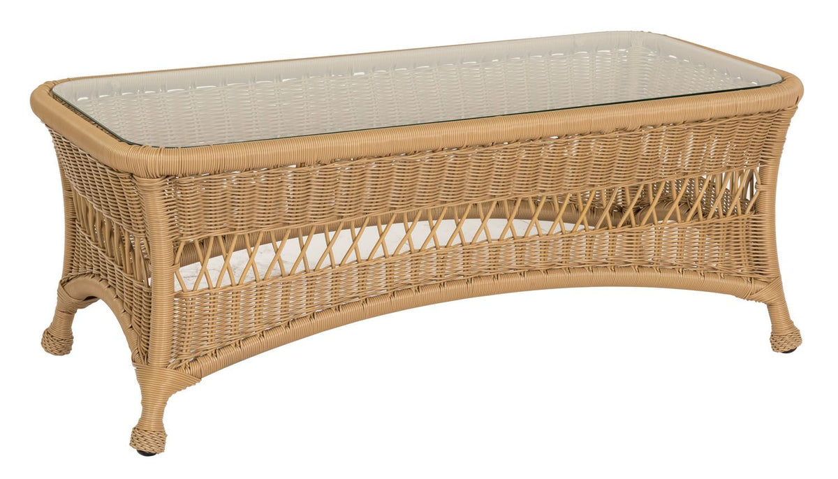Woodard Sommerwind Coffee Table with Glass Top, Chocolate, Sommerwind, Wicker, Coffee TablesOutdoor