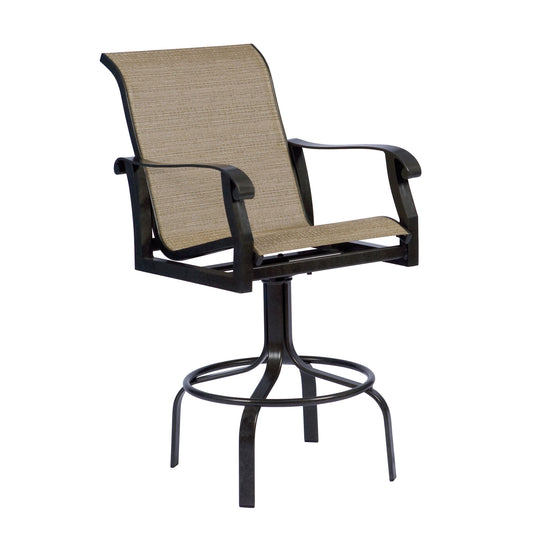 Woodard Cortland Sling Swivel Bar Stool