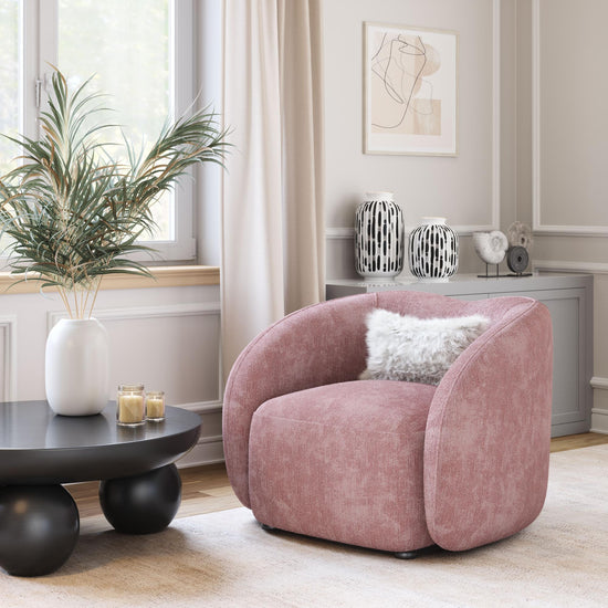 Tallin Accent Chair in Mauve Pink | Shearling Deco Seating