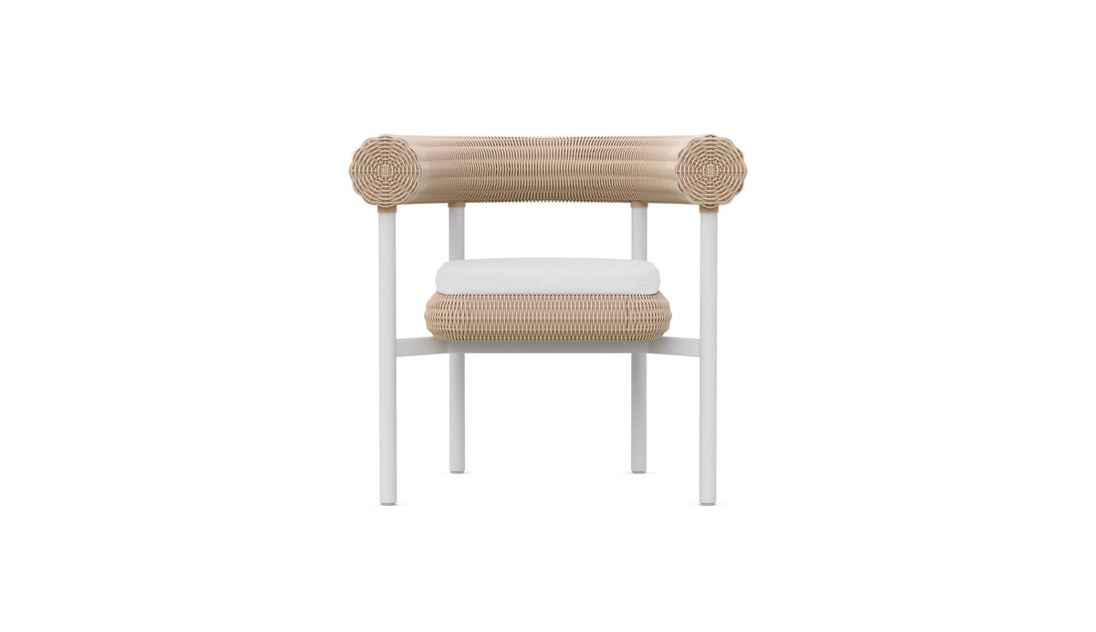 Azzurro Living Texoma Dining Chair With Natural Aluminum Frame And Almond All-Weather Wicker