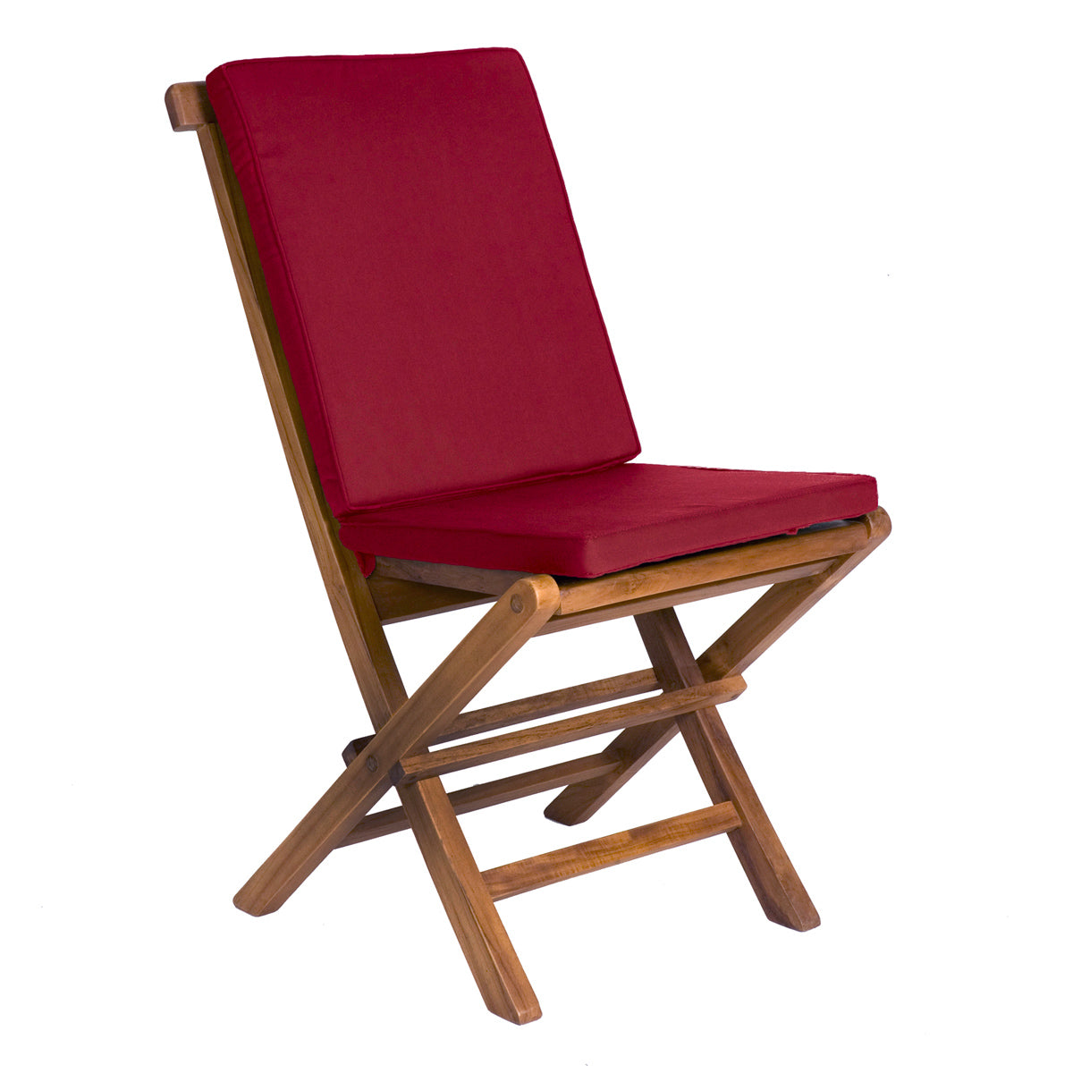 All Things Cedar 9-Piece Rectangle Folding Chair Set & Blue/Red/Green/White Cushion