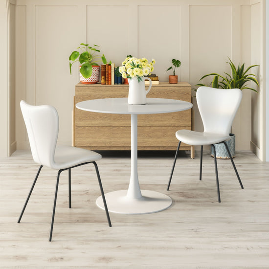 White Faux Leather Dining Chair by Zuo Modern | Sonnet Commercial