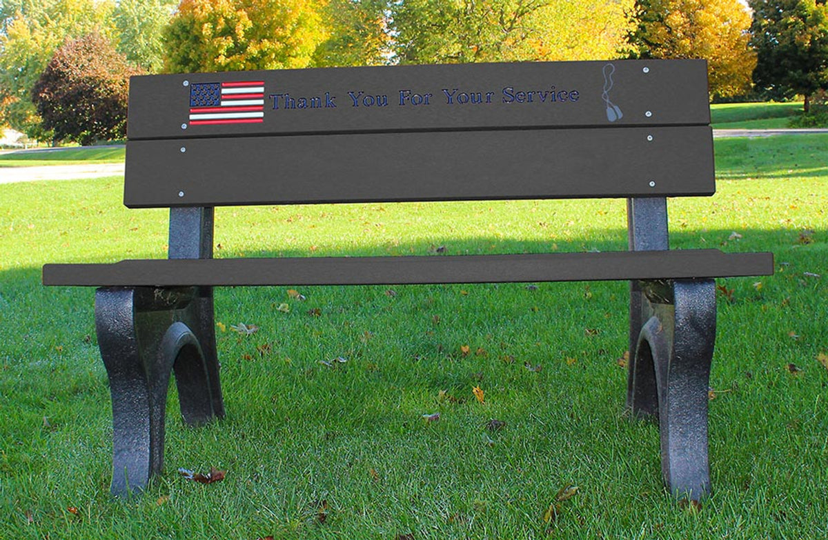 Polly Products Veterans Bench Standard Engraving and Inlay