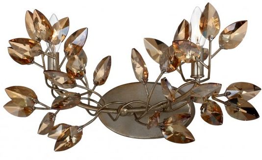 ZEEV Lighting Misthaven Wall Sconce, Silver Leaf with Clear Crystal, Pendant Lighting, Indoor