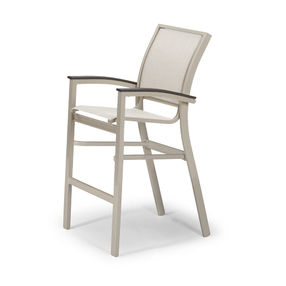 Telescope Casual Bazza Marine Grade Polymer/Aluminum Sling Balcony Height Stacking Cafe Chair, Textured White, Kona, Red, Bar Stools, Sling, Bazza, Aluminum, 4 Legs, Outdoor
